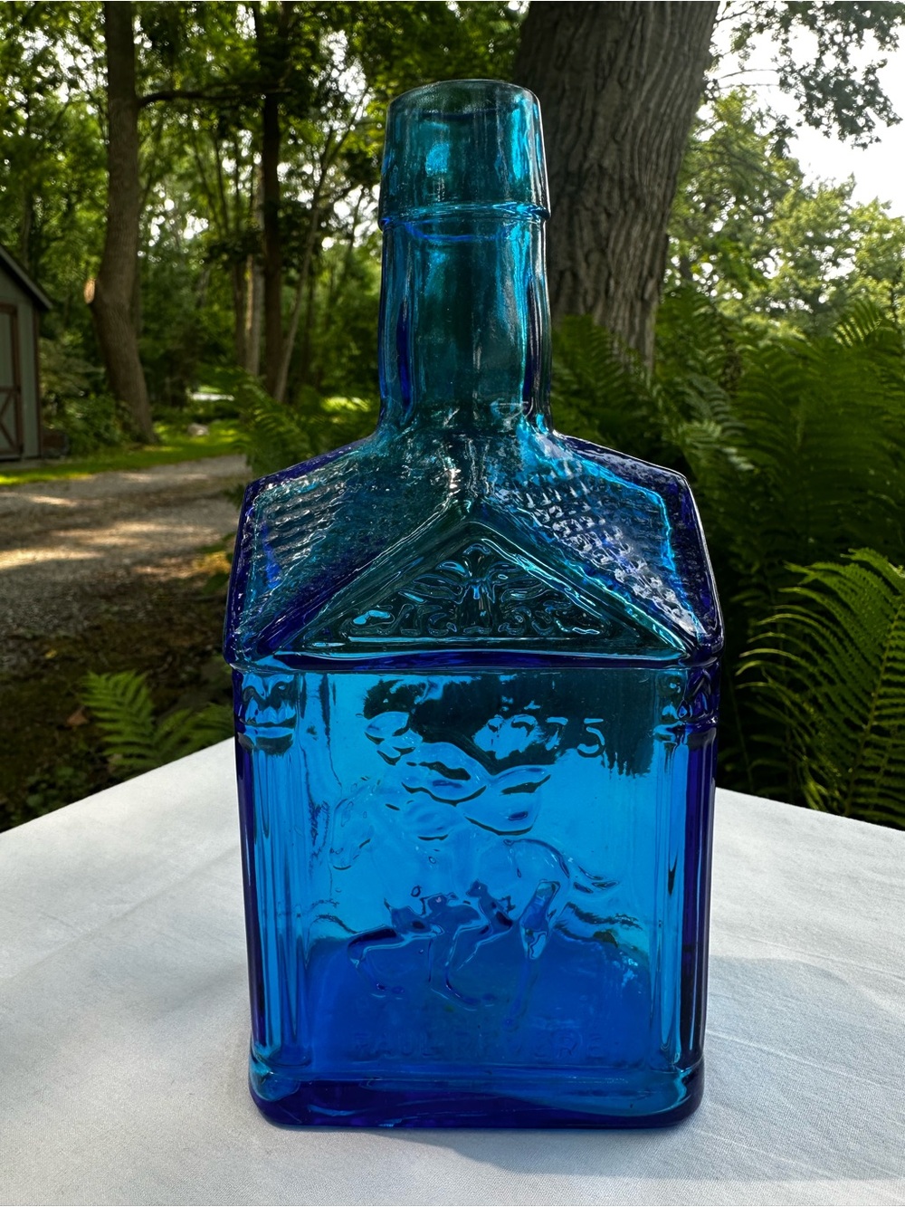 Vintage Wheaton Blue Glass Paul Revere Glass Bottle - Cobalt Blue
